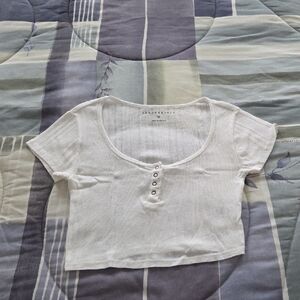 Aeropostale White Ribbed Kids Tee